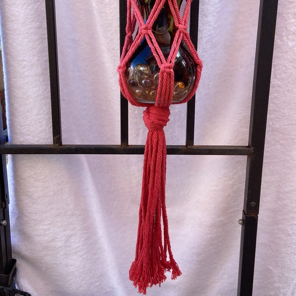 Macrame Plant Hanger Pink Ombre 29” - Picture 8 of 9